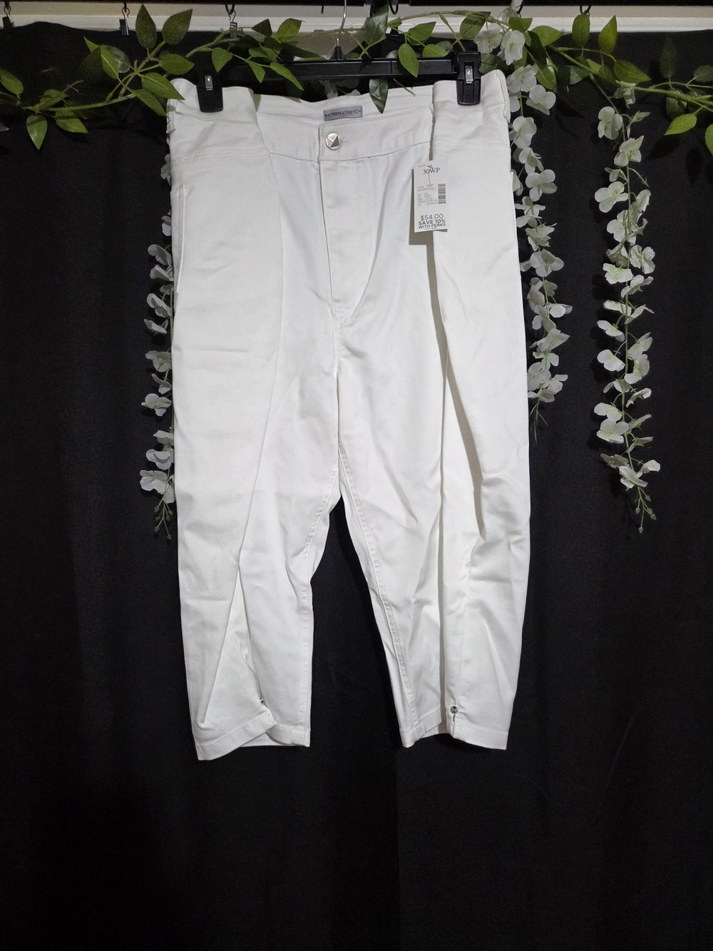 Catherines White Capris with Ankle Detail